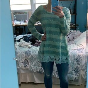 Altar’d State Green and Blue Sweater